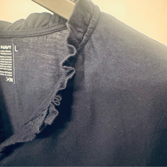 Old Navy Navy Blue Ruffle Neck Button Front Dress Size Large Casual - Picture 3 of 6